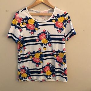 Short sleeve floral stripe shirt